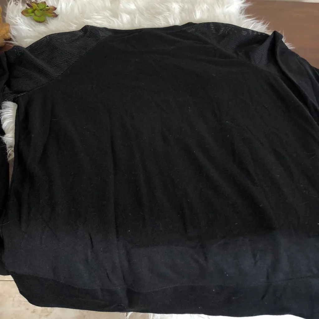 Danskin Mesh Active Cold‎ Shoulder Sweatshirt Tee Black Size 2X - Image 5