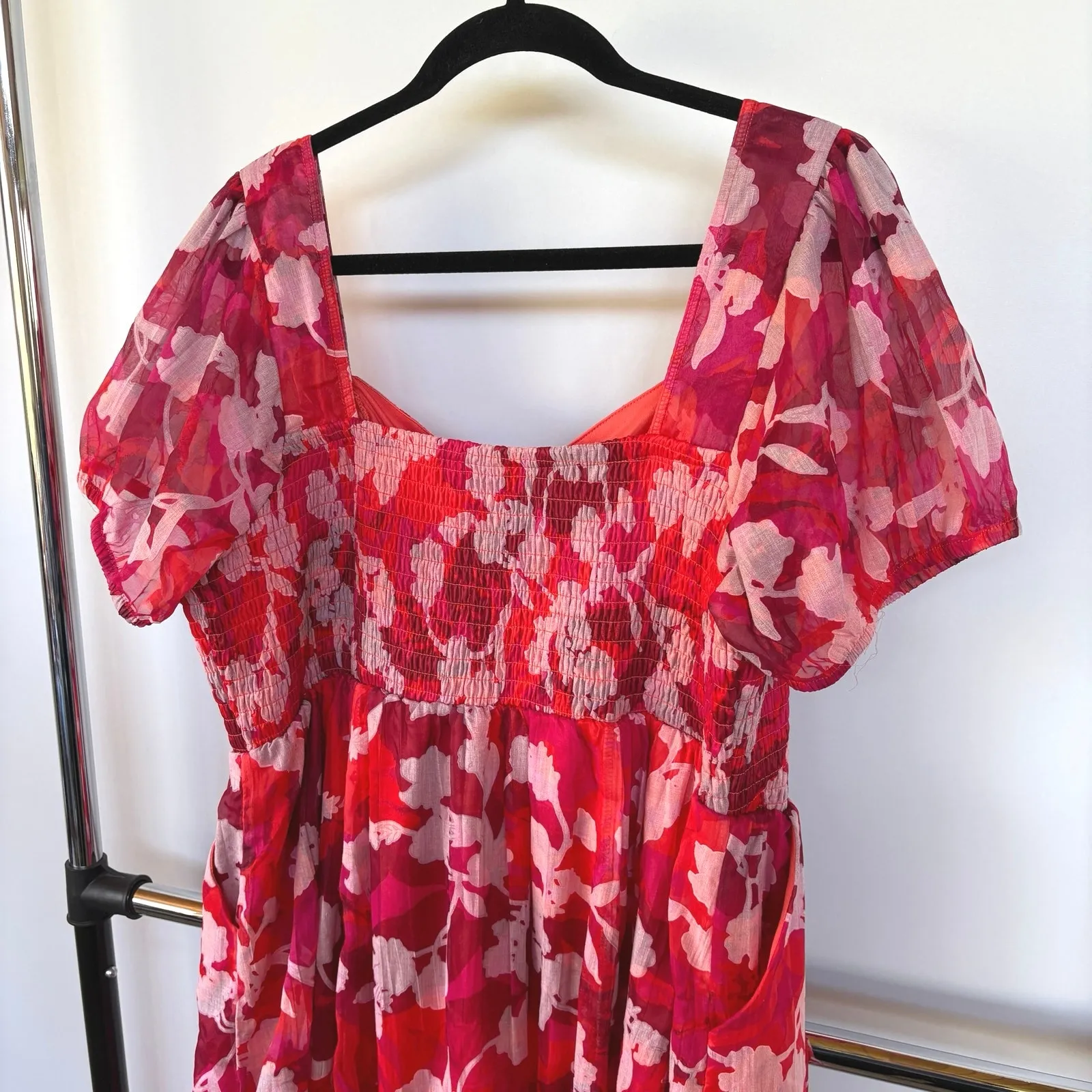 Torrid Milkmaid Maxi Dress Colorful Smocked Sundress Red Floral Vacation 2X - Image 7