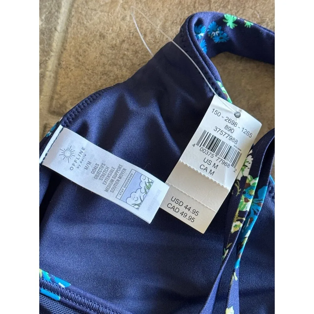 Offline By Aerie Goals Plunge Sports Bra Royal Navy Size Medium - Image 10
