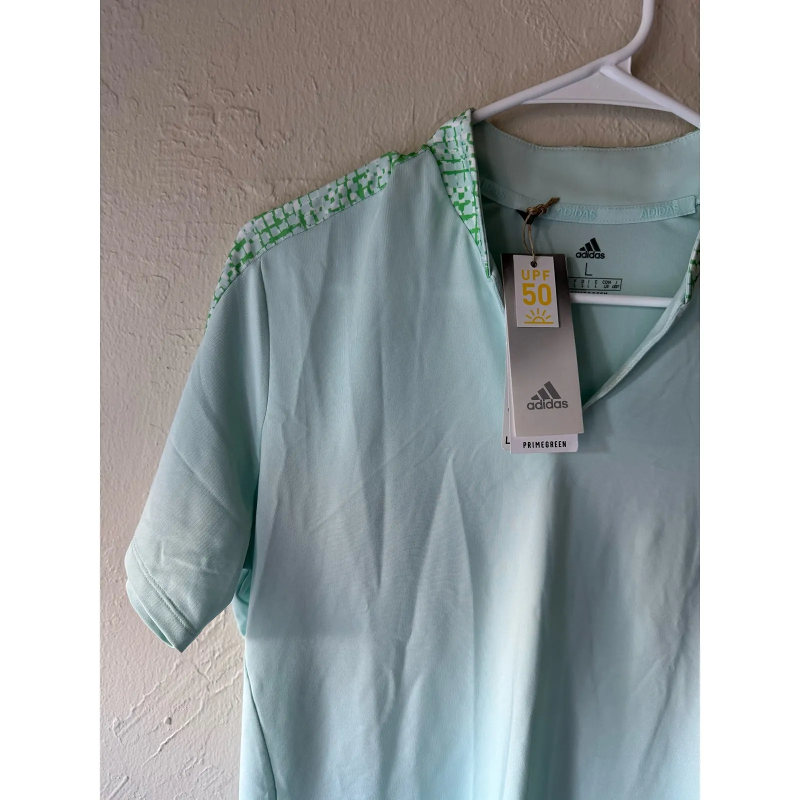 NWT Adidas Golf Women's Polo Shirt UPF 50 in Light Blue Size L - Image 9