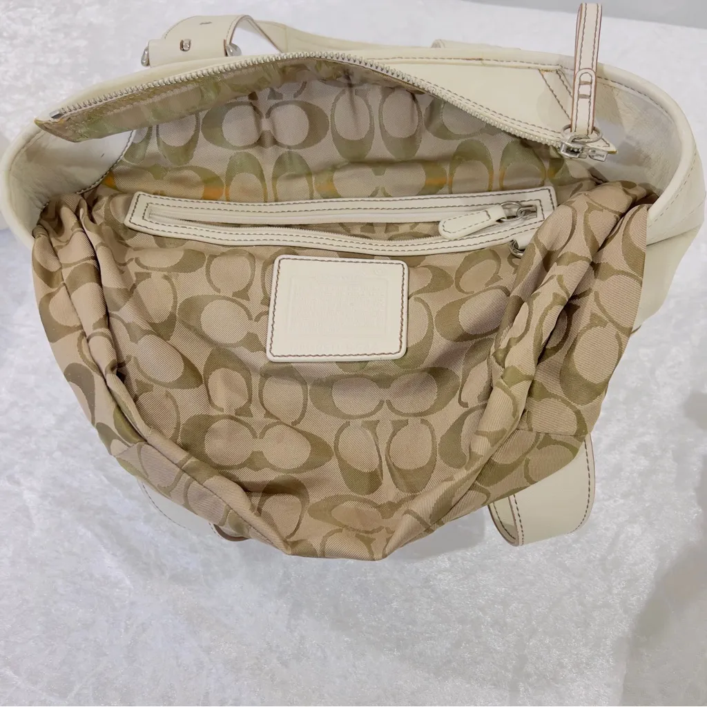Coach Soho Vintage Tote Bag Cream Leather Style 9544 Shoulder Purse Lined - Image 11