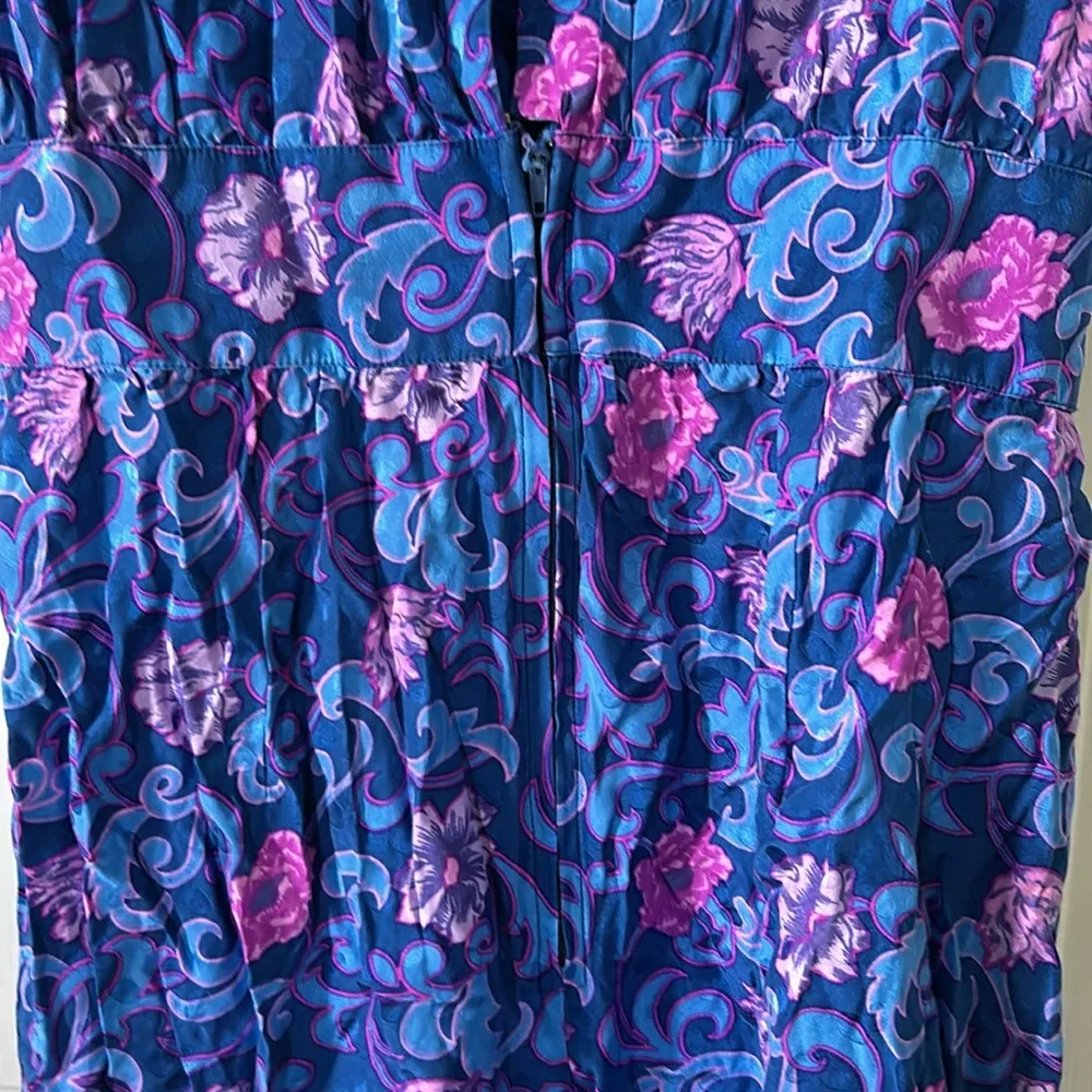 Vintage 80s Maggy London by Jennifer Booher 100% silk Floral dress - Size 10 - Image 8