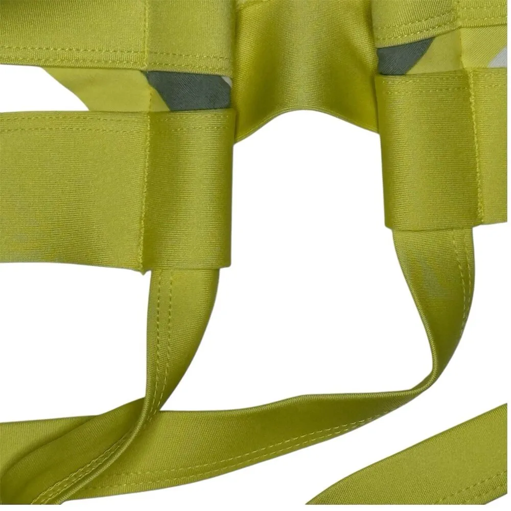 Kona Sol Women's Yellow White Green Stripe Plus Size 1X (16W-18W) Bikini Top NEW - Image 5