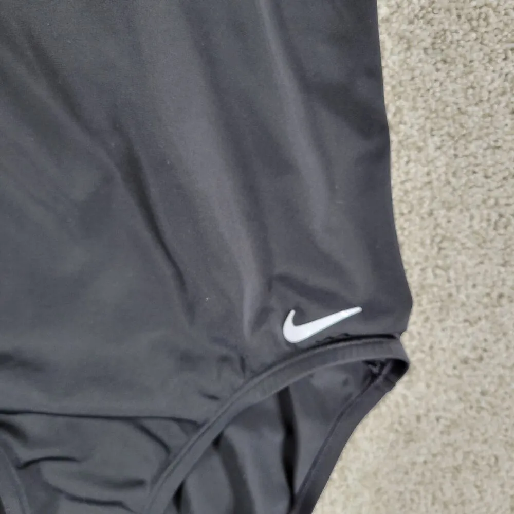 Nike Rush High Neck One Piece Swimsuit Womens M Black White Geo Criss Cross Back - Image 13