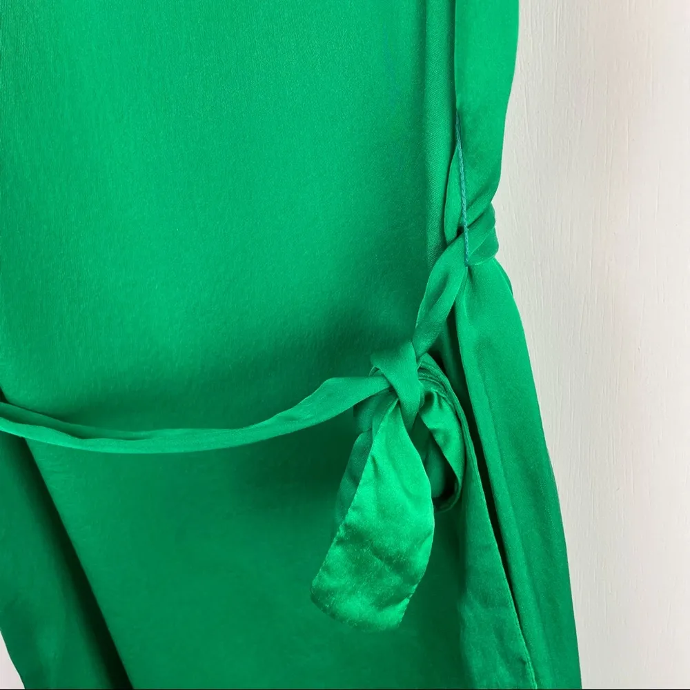 Alice + Olivia Green Silk Mini Dress Tie Waist Sleeveless - Image 7