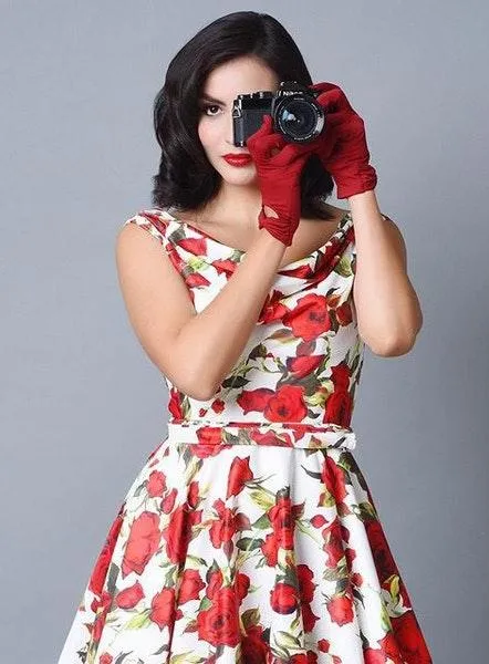 Rose Belted Fleur Swing Dress - Image 3