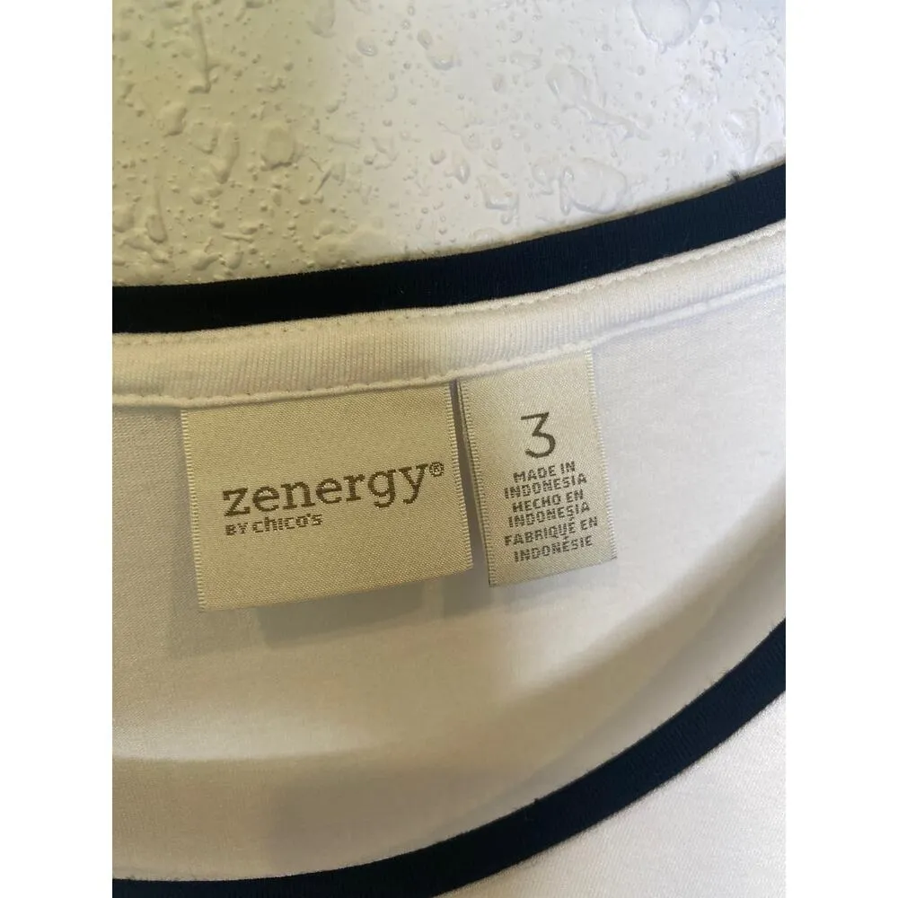 Zenergy by Chico’s Black & White Hallie Colorblock Knit Tunic EUC Sz 16 Stretch - Image 2