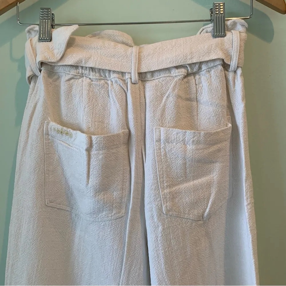 Blank NYC Fabulous Cropped Wide Leg Textured Linen Blend Paperbag Pants Belt 27 - Image 7