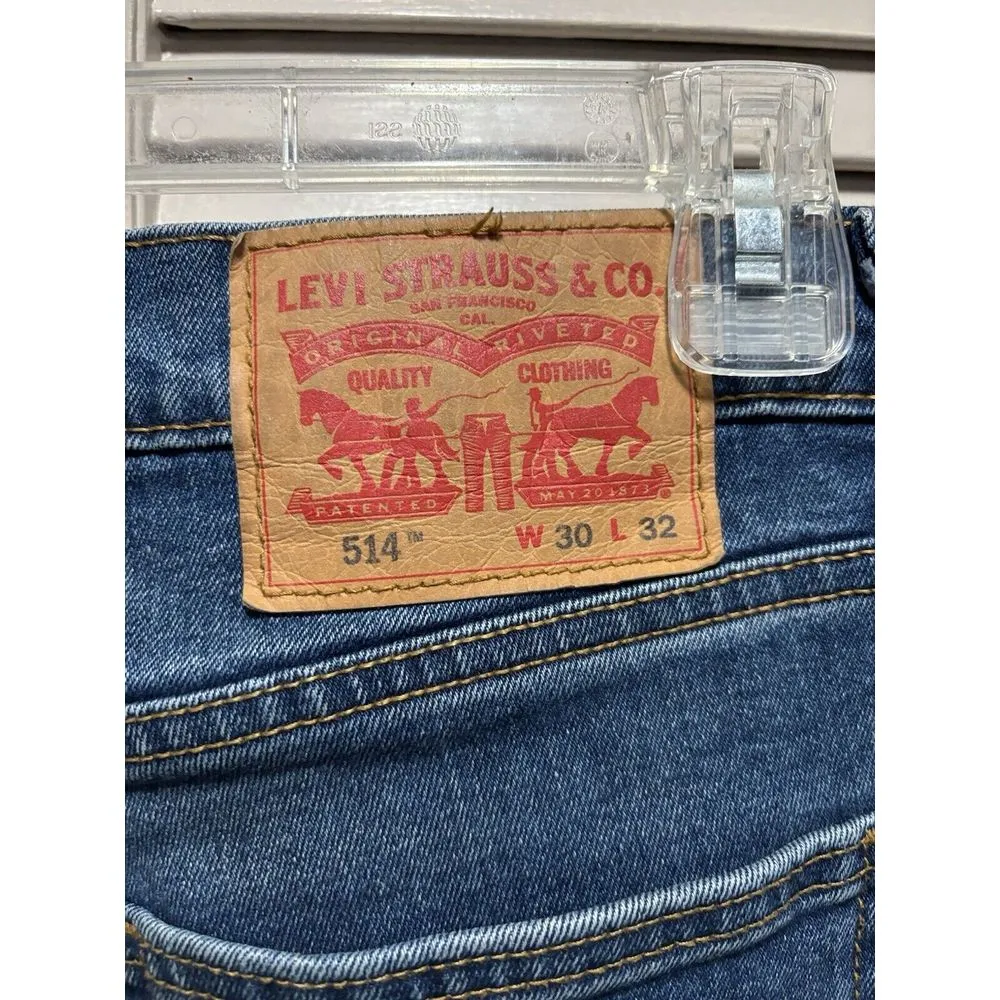 Levi 514 Women Jeans Med Wash Mid Rise‎ Slim Straight Size 30x32 Logo Pockets - Image 3