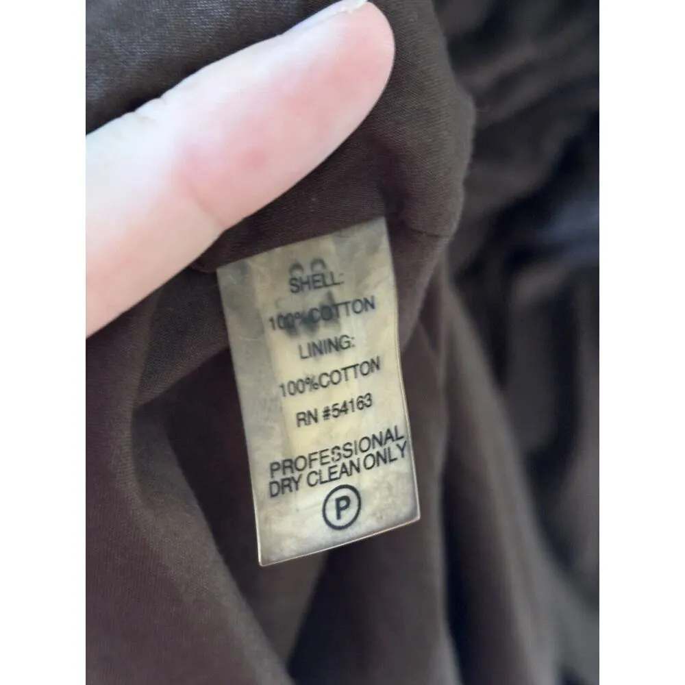 Calvin Klein Sleeveless Ruffle V-Neck Ruched Bodice Brown Cotton Dress Womens 14 - Image 4