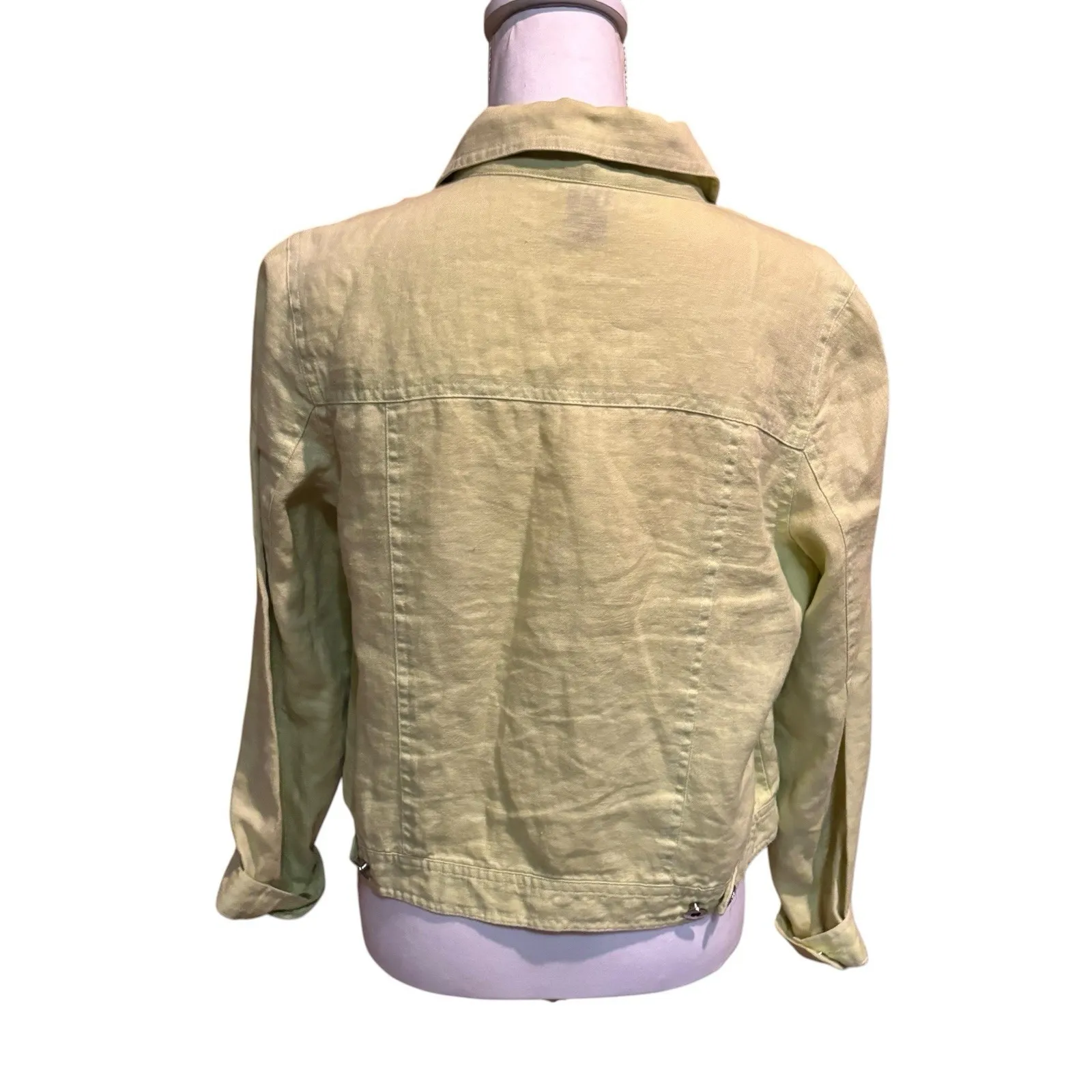 Alexandra Bartlett 100% Linen Button‎ Front Jacket Women's Size M Green Size M - Image 2