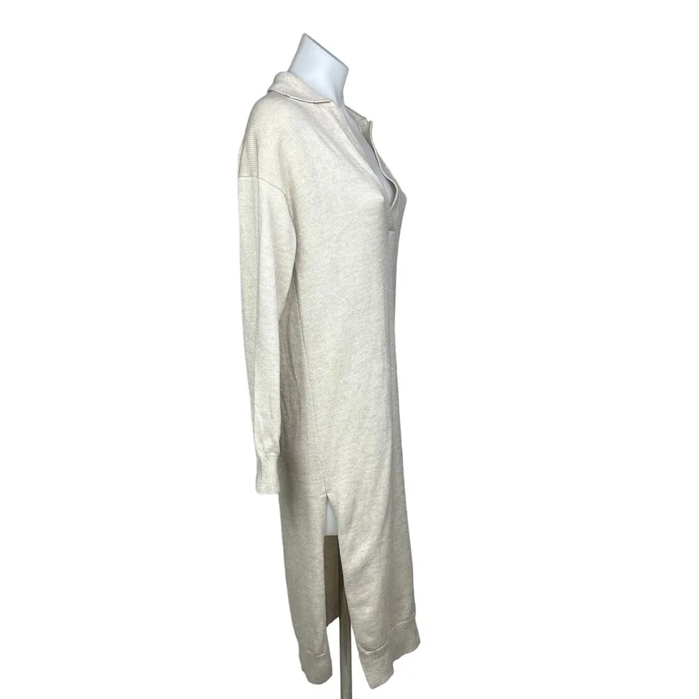 Aritzia Wilfred NWOT Cream White Knit Deep V Wool Collar Midi Sweater Dress 2XS - Image 5