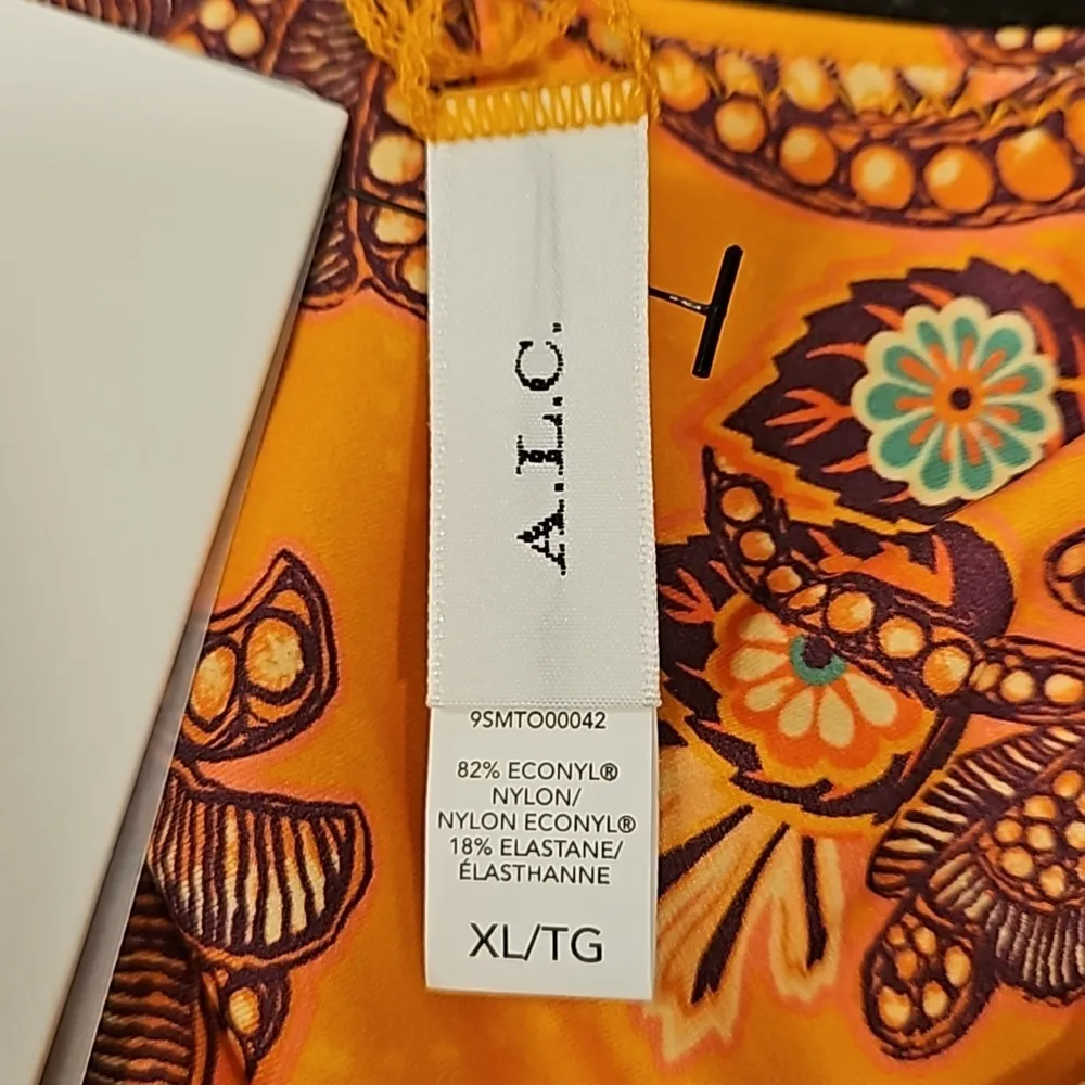 💕A.L.C.💕 Cleo Scoop Bikini Top ~ Orange Multi-Color Paisley Print XL NWT - Image 8