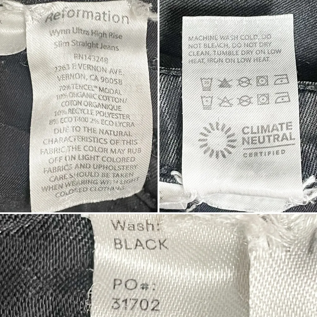 Reformation Wynn Ultra High Rise Slim Straight Jeans Black Wash Size 24 | 00 - Image 12