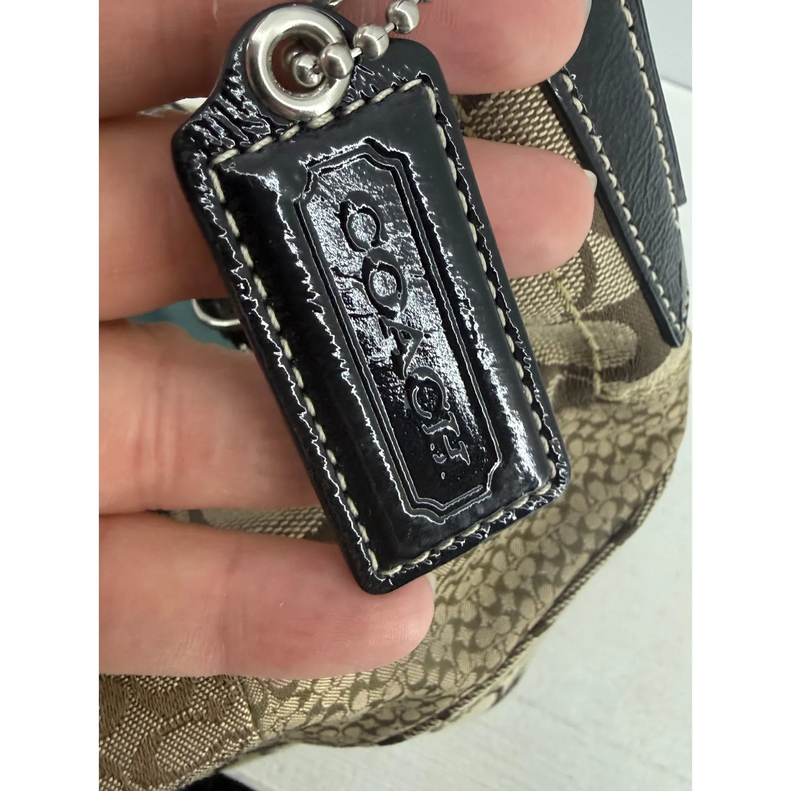 COACH Soho Patchwork Signature Canvas Shoulder Bag F12315 Purse Gold Brown Y2K - Image 5