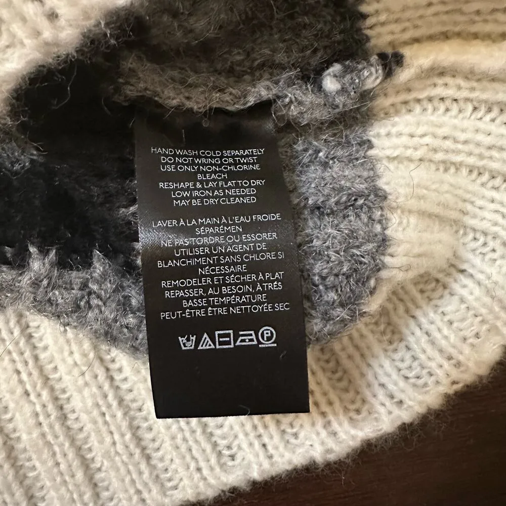 Anthropologie black, gray & cream striped knit turtleneck cropped sweater XS NWT - Image 8