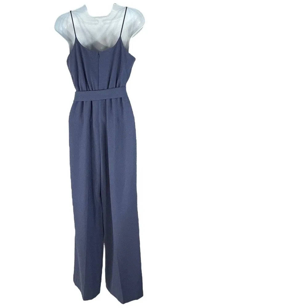 Bar III XX-Small Jumpsuit Spaghetti Strap V-Neck Elastic Waist Wide-Leg Blue New - Image 3