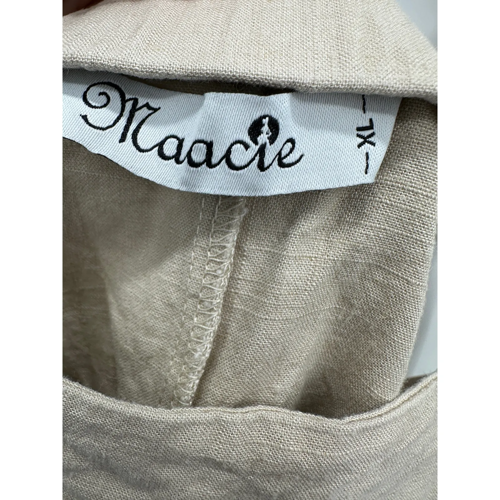 Maacie Womens Cream Linen Blend Tank Top Size XL Lagnelook Neutral Minimal - Image 5