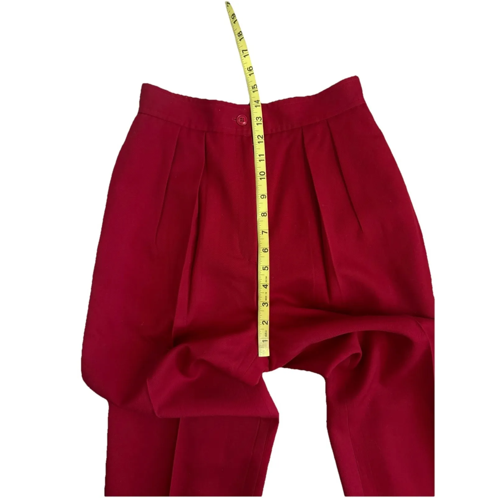 Carlisle Pleated Red Trouser Pant Women 6 Wool Retro Classic Career Office Work - Image 10