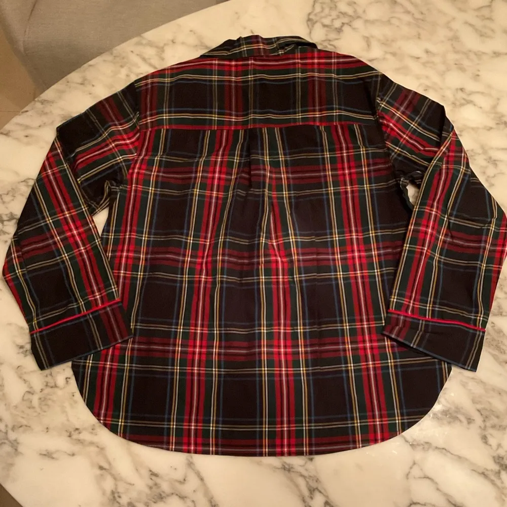 NWT J crew Pajama pant top only in Stewart tartan cotton poplin Sz Small - Image 5