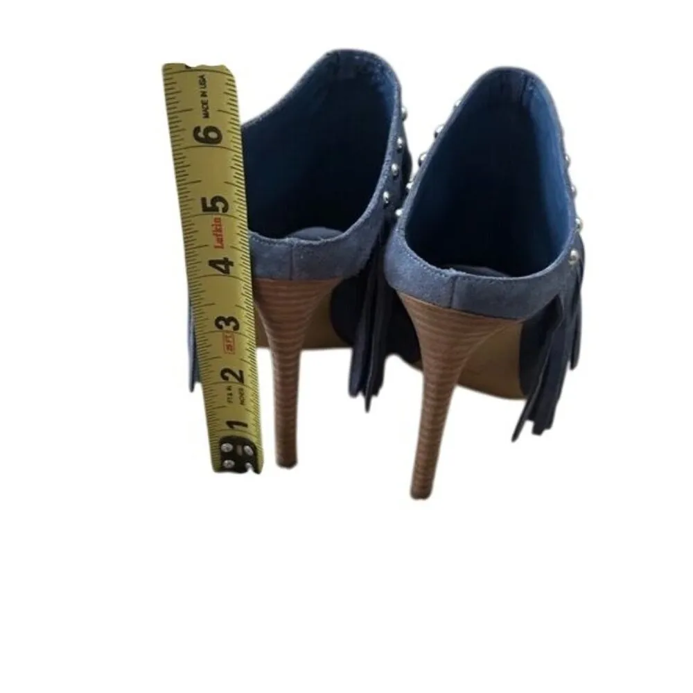 Guess Shoes Ara Studded Fringe Mule Slides Peep Toe Sandals Heels Size 6.5 - Image 8