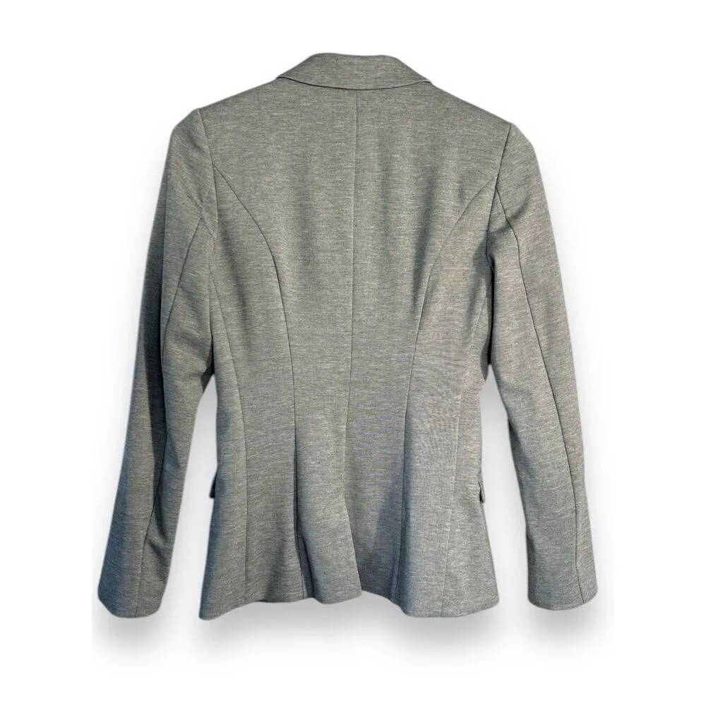 H&M Women's Grey Tailored Fit One Button Blazer Jacket sz 2 Career Prep Academia - Image 3