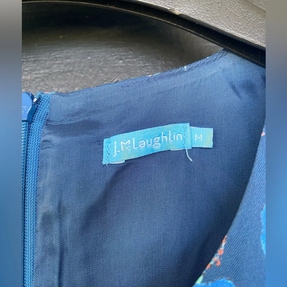 J. McLaughlin Tracy Cap Sleeve Silk Dress in Blue Floral Print Size Medium - Image 4