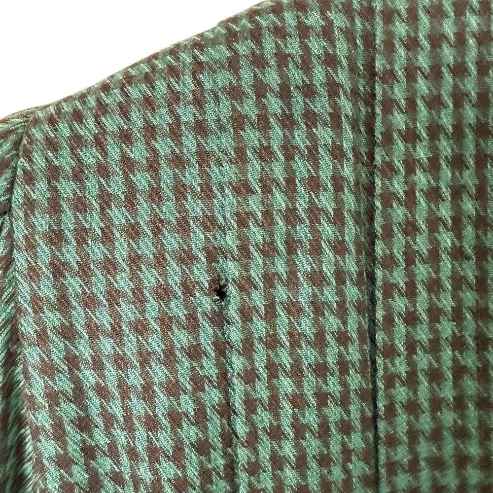 Vintage 1960s Sarah Elizabeth Embellished Shirt Dress Houndstooth Green Black 12 - Image 15