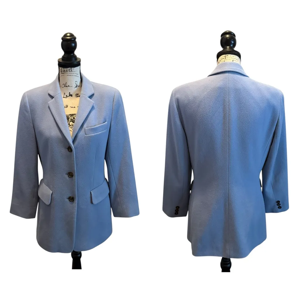 Ann Taylor Wool Cashmere Blazer Jacket Light Blue Periwinkle Size 6 Vintage - Image 10