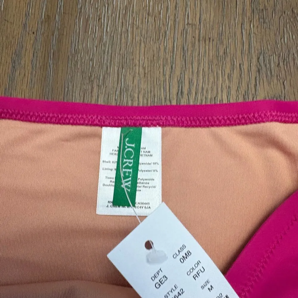 J. Crew Bright Pink Hallie Bikini Bottom Medium Vacation High Rise Beach Pool - Image 6