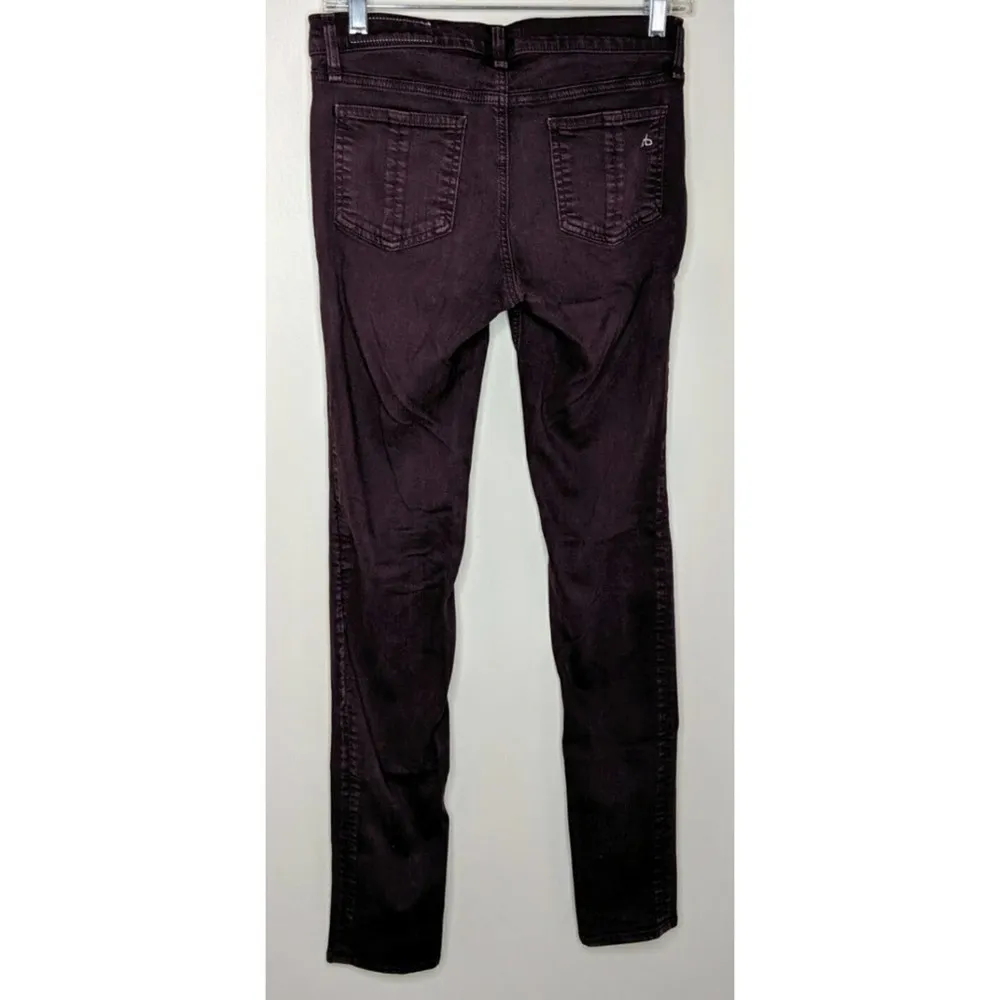 Rag & Bone/JEAN The Skinny Jeans 26 Denim Slim Bodycon Wine Burgundy Oxblood - Image 5
