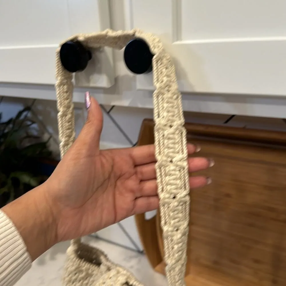 Vintage thick crochet shoulder bag cottagecore bohemian granola festival 10x10 - Image 5