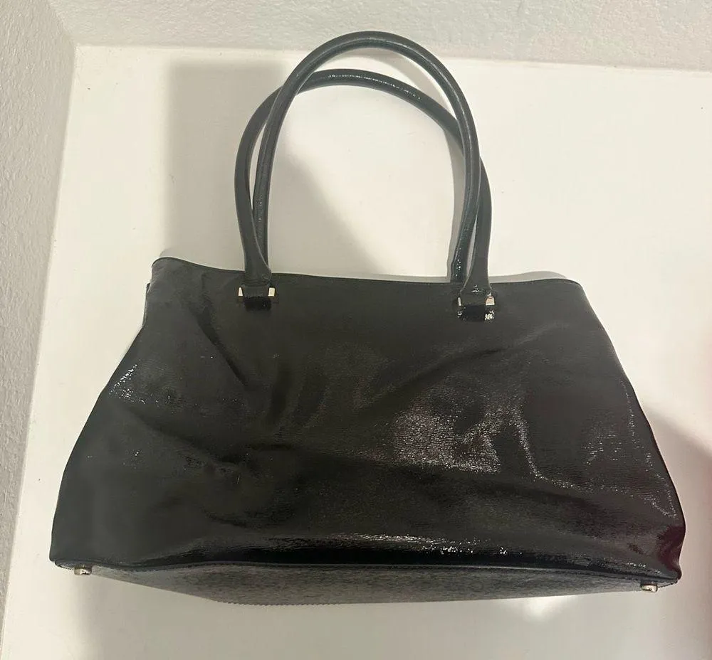 Kate Spade Bixby Place Elena Black Patent Saffiano Leather Satchel Handbag - Image 8