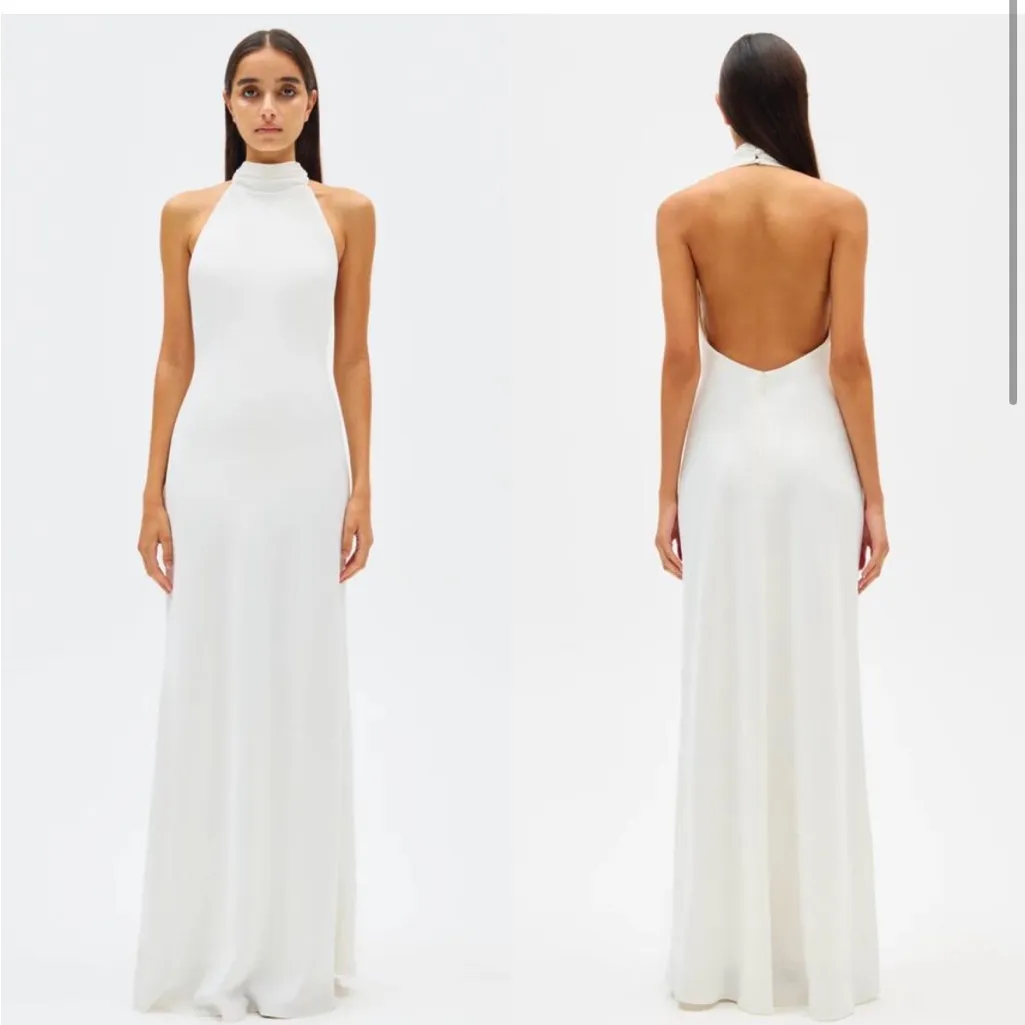 MISHA x REVOLVE Evianna Satin Gown in Ivory White Size XS - Image 3