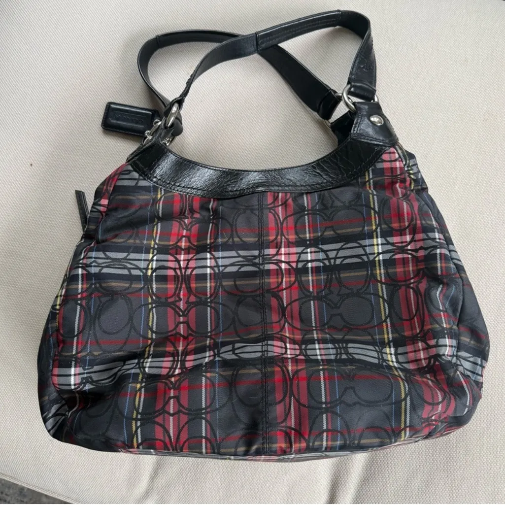 RARE Coach Soho Plaid  Black and Red Shoulder Bag - Image 2