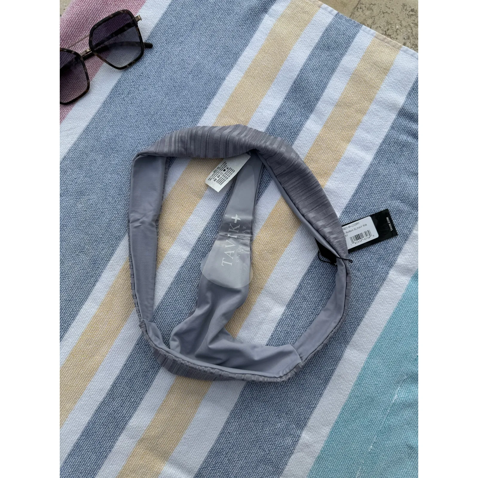 *NWT, Womens, Tavik Bella Bikini Bottom, Ribbed Thong, Cheeky, Lilac Gray, Sz M Size M - Image 6