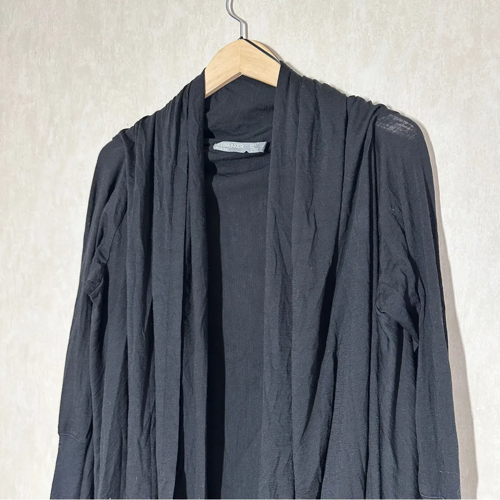 Icebreaker Women’s Merino Wool Sydney Wrap Cardigan Open Front Sweater Black S - Image 4