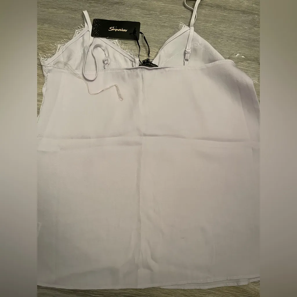 NWT SHINESTAR LACE SATIN CAMI TOP  S - Image 5