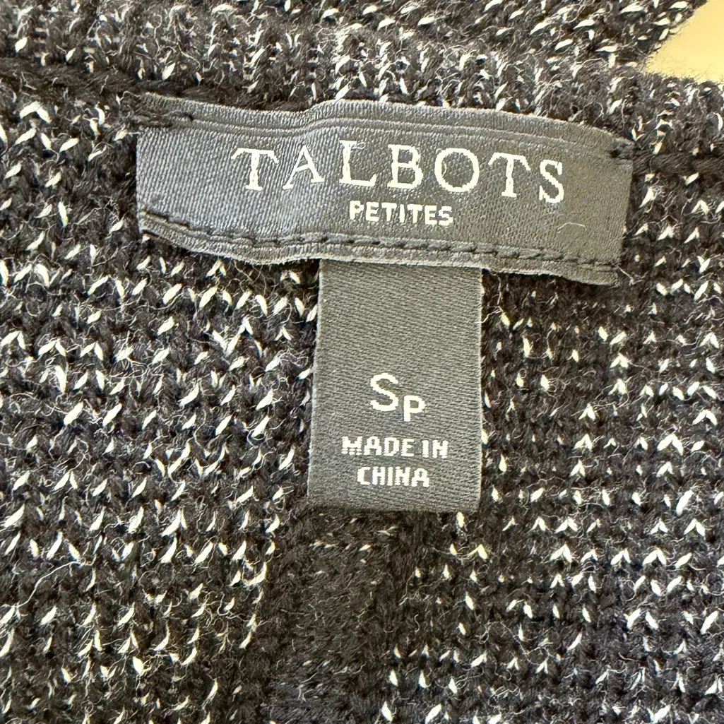 Talbots Heavy Knit Zip Cardigan Duster Sweater Black White Workwear Teacher - Image 4