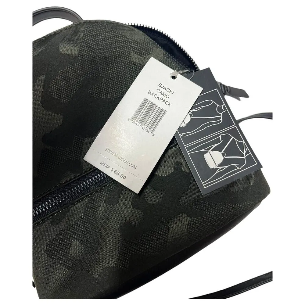 New Steve Madden Backpack Crossbody Camouflage Convertible Purse Black Green - Image 15