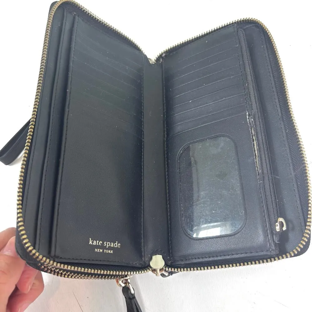 Kate Spade Black Leather Double Zip Wallet Wristlet - Image 2