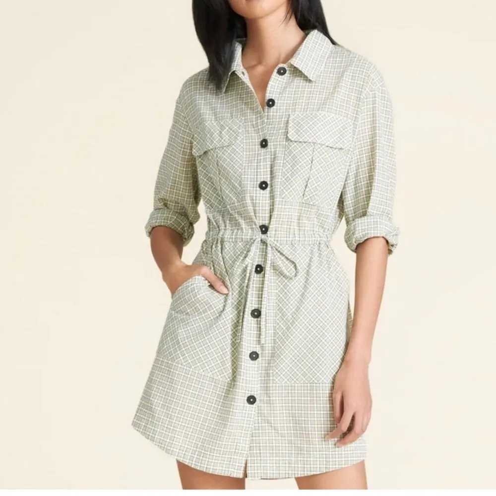 Veronica Beard Green Shirt Dress Notched Collar Cuffed Sleeves - Image 13