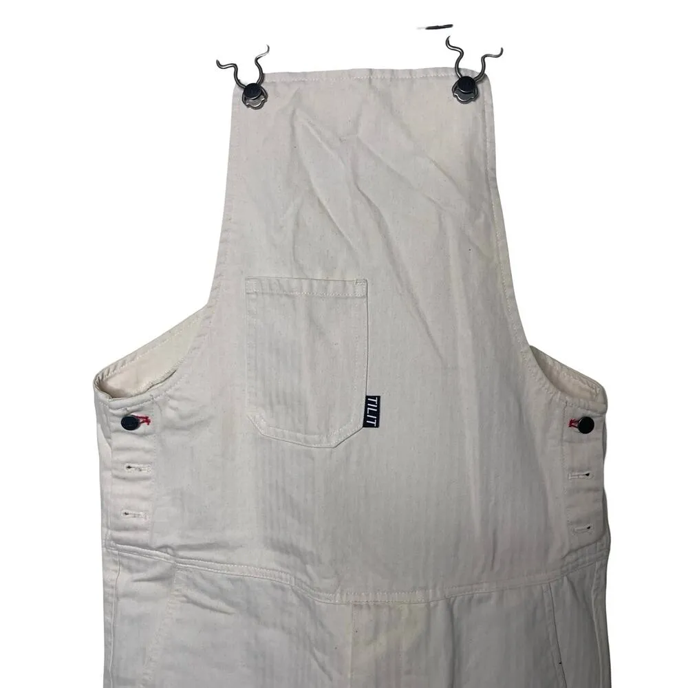 Tilit NYC Canvas Work Overalls in oatmeal cream and green sz S - Image 2