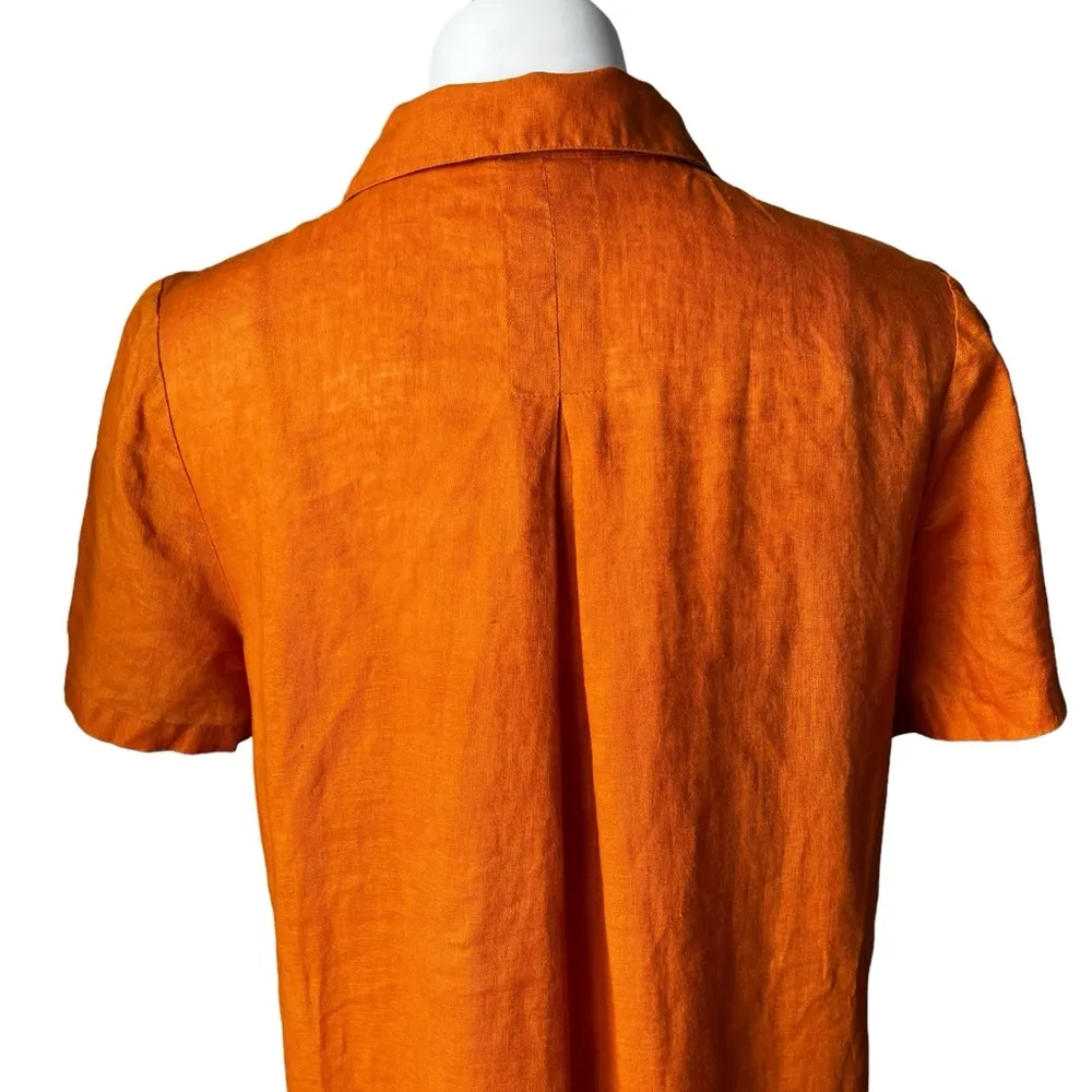 Anthropologie MAEVE Lace Up Linen Dress Burnt Orange, Sz 14 Orange - Image 10