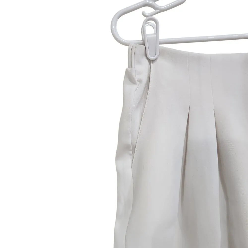 Promesa Pleated Trouser Shorts High Rise Elastic Waist Wide Leg White Medium - Image 4