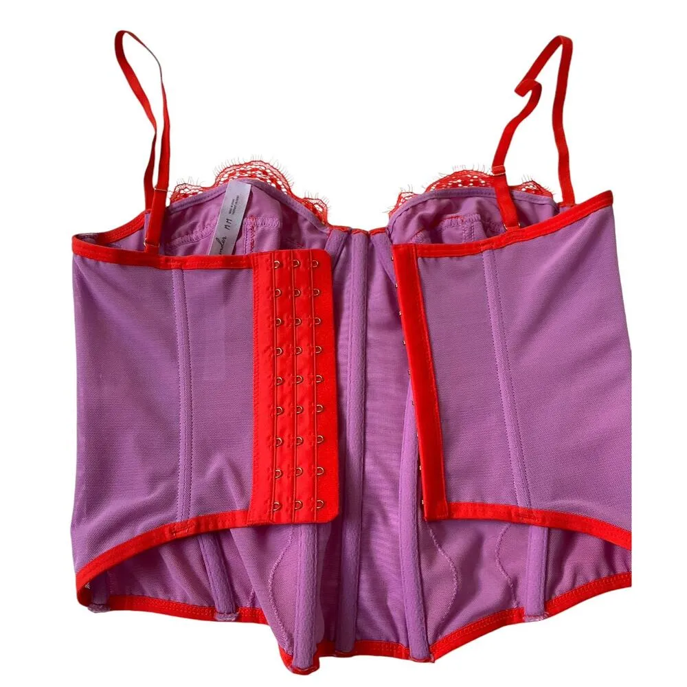 Out From Under Purple & Orange Lace Underwired Corset Women Size Medium | 10-27 - Image 2