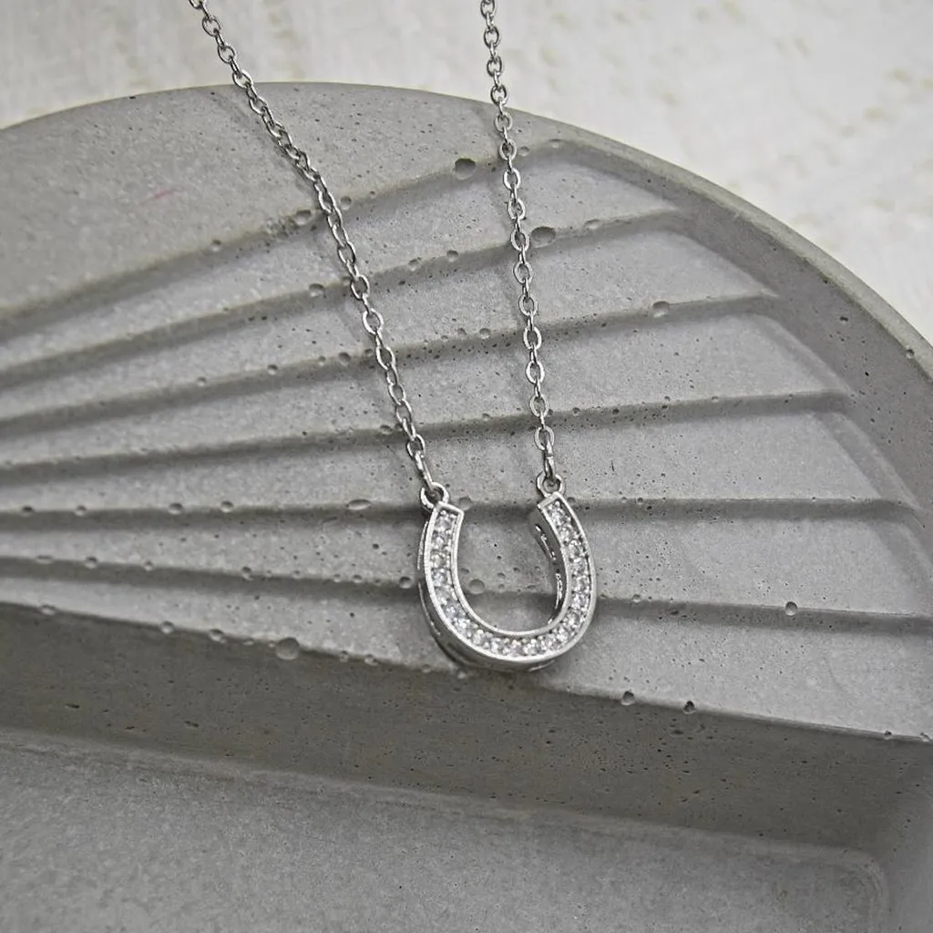 Silver Stainless Steel Horseshoe Necklace - Image 3