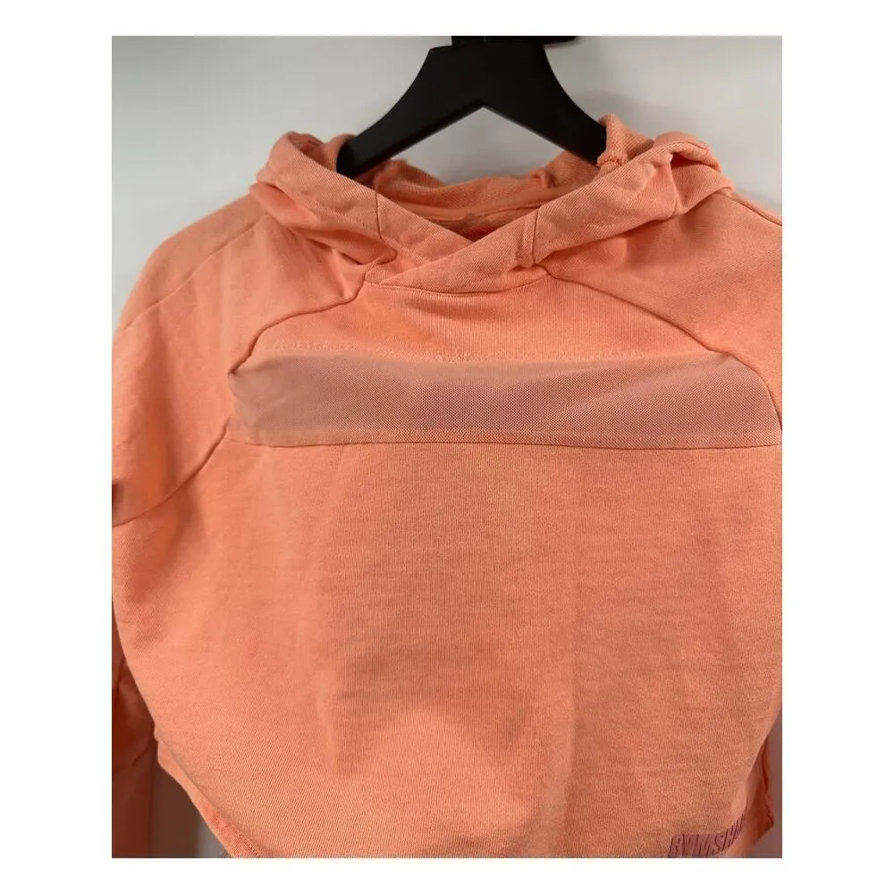 Gymshark Extra Small Cropped Orange Pull Over Hoodie - Image 4