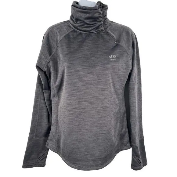 Umbro Athletic Side Zip Turtleneck Fleece Lined Gray Sweatshirt Medium - Image 14