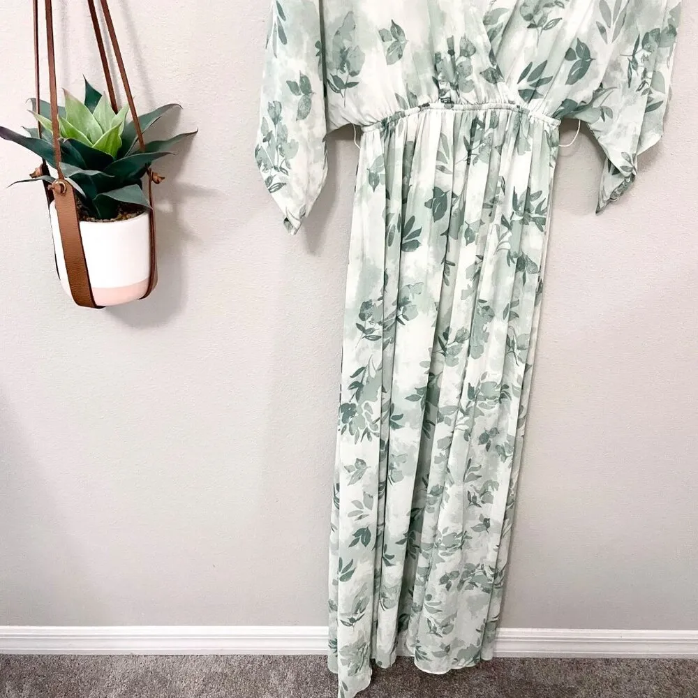 Baltic Born Kia Kimono Short Sleeve  Maxi Dress Sage Floral Size XS - Image 3